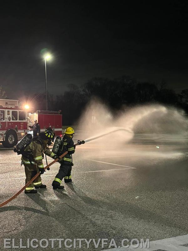 E21 practices hose line drills and pumps. 