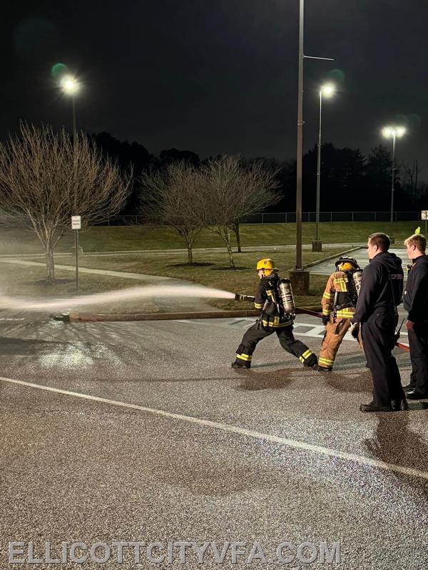 E21 practices hose line drills and pumps. 