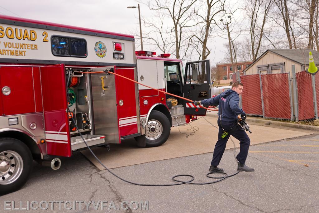 Firefighters practice vehicle stabilization and extricating patients.